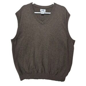 HB Harbor Bay Sweater Vest Mens 2XLT Tall Cotton Brown Preppy Business‎ Office